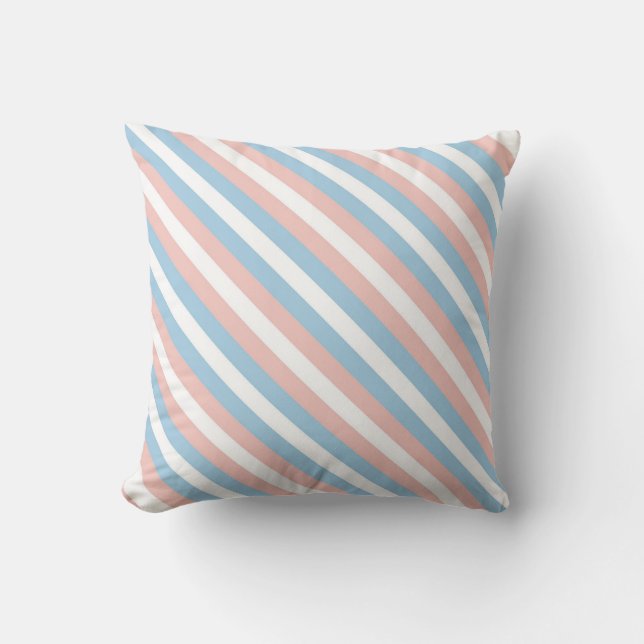 Coussin Diagonale rose, bleu et blanc (Recto)