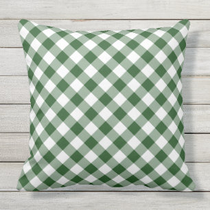 Coussin Diagonale vert et blanc En vichy vérifié Plaid