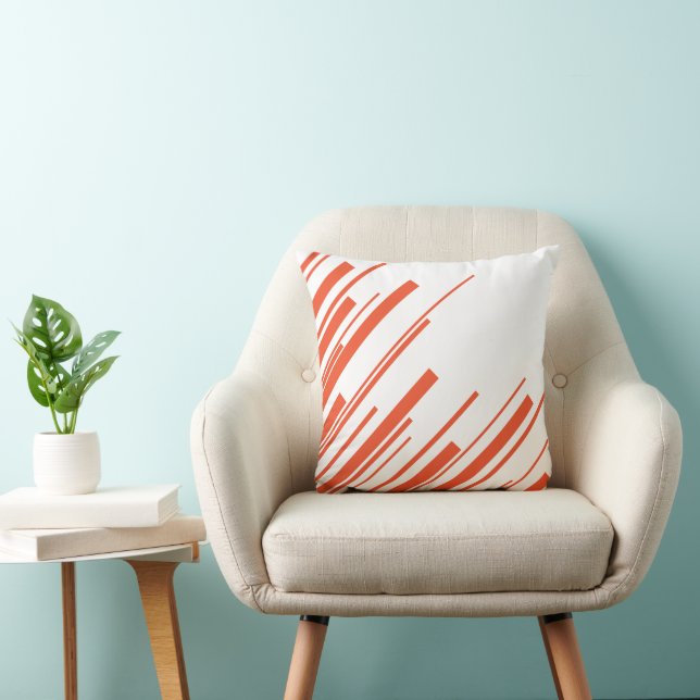 Coussin Diagonales en orange et blanc (Chaise)