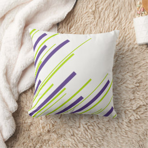 Coussin Diagonales en vert citron vert et violet