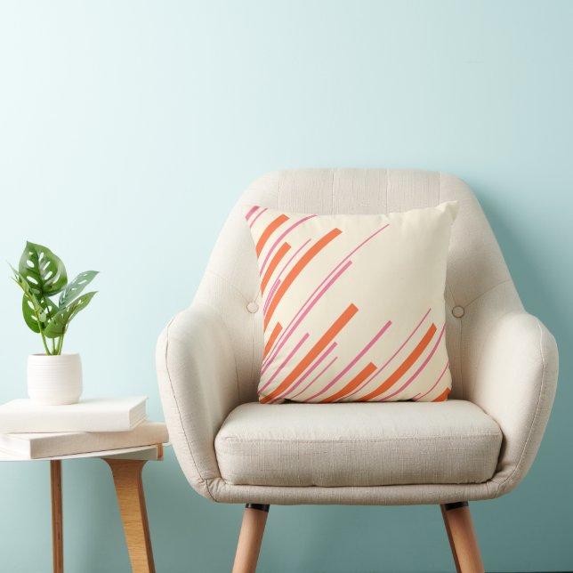 Coussin Diagonales - rose, orange et crème (Chaise)