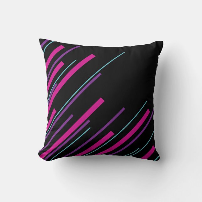 Coussin Diagonales - rose, violet, bleu et noir (Recto)