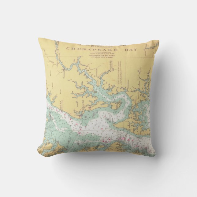Coussin Diagramme de Natuical de baie de chesapeake (Recto)