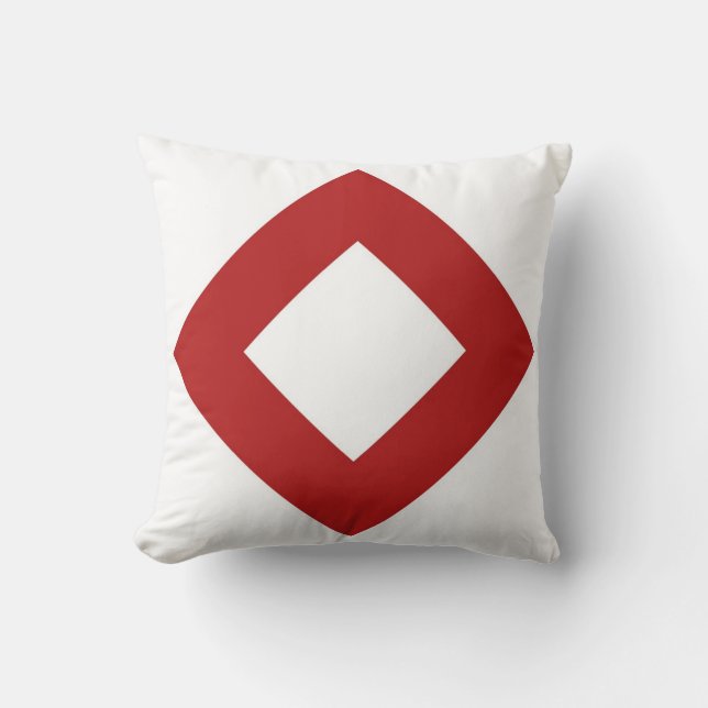 Coussin Diamant blanc, Bordure rouge gras (Recto)