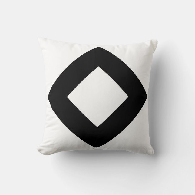 Coussin Diamant blanc, frontière noire audacieuse (Recto)