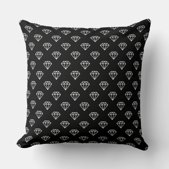 Coussin Diamant - Blanc sur Noir (Recto)