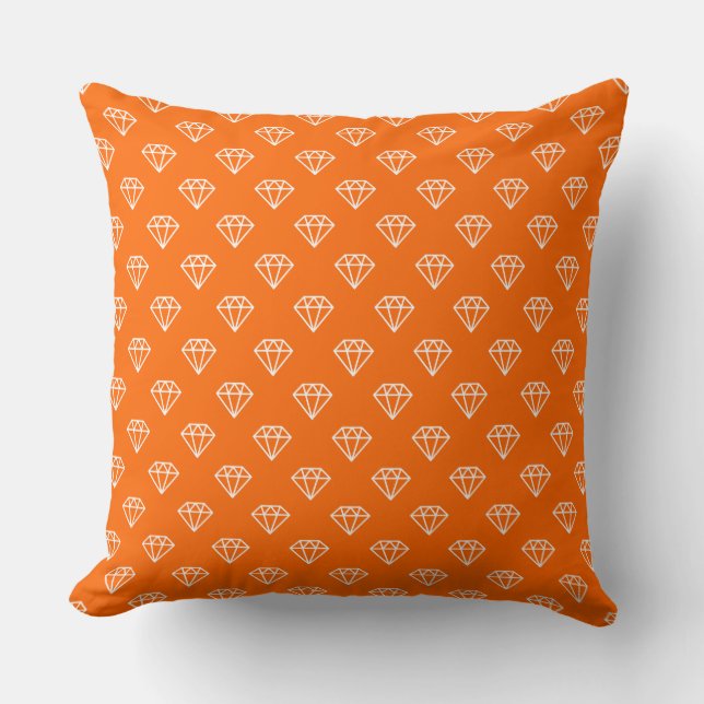 Coussin Diamant - Blanc sur orange (Recto)