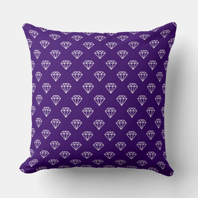 Coussin Diamant - Blanc sur violet profond (Recto)