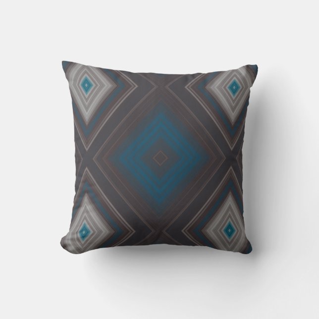 Coussin Diamant bleu et turquoise motif (Recto)