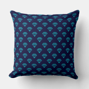 Coussin Diamant - Cyan sur Dark Navy