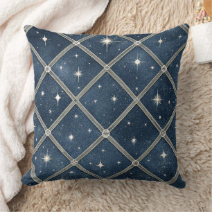 Coussin Diamant en losange bleu de minuit - Nuit étoilée