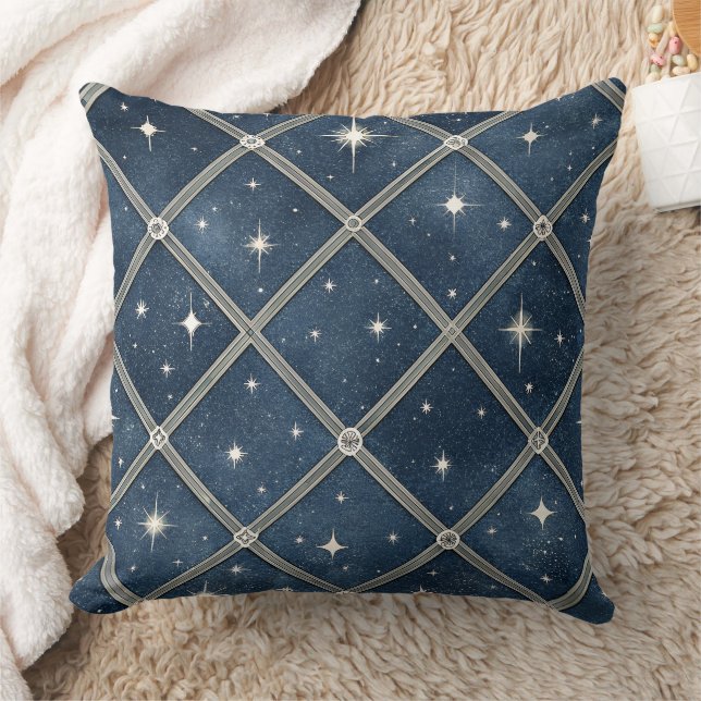 Coussin Diamant en losange bleu de minuit - Nuit étoilée (Couverture)