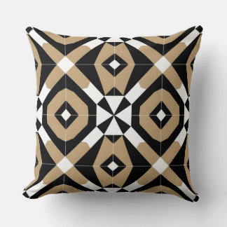 Coussin Diamant géométrique beige et blanc