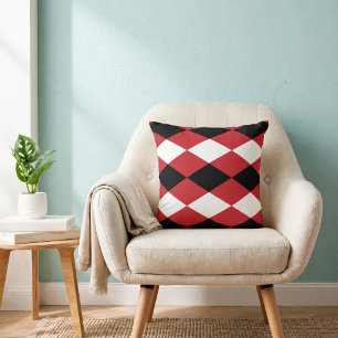 Coussin Diamant géométrique noir blanc 