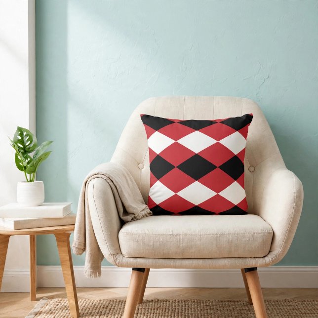 Coussin Diamant géométrique noir blanc  (Créateur téléchargé)