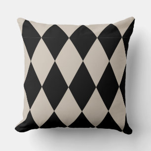 Coussin Diamant ivoire et noir géométrique Harlequin moder