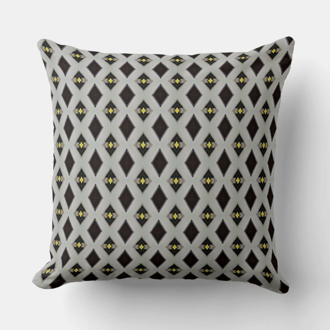 Coussin Diamant noir et gris spiral de l'étoile jaune (Recto)