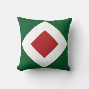 Coussin Diamant rouge, Téméraire blanc sur Vert