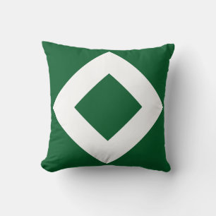 Coussin Diamant Vert, Bordure Blanche Gras