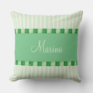 Coussin Diamant Vert Nom Personnalisable Bijoux Gem Bling