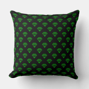 Coussin Diamant - Vert sur Noir