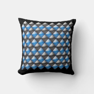 Coussin - Diamants 3-D bleus et noirs