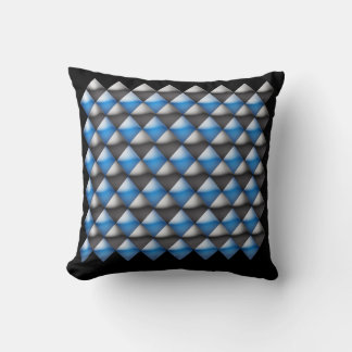 Coussin - Diamants 3-D bleus et noirs