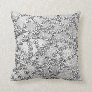 Coussin Diamants Bijoux Décor Gris Argent Métallique