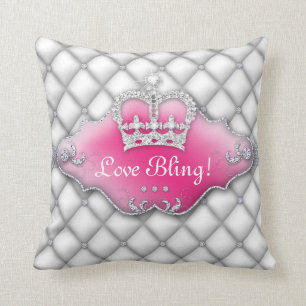 Coussin Diamants BW de princesse Crown Pillow Tufted Satin