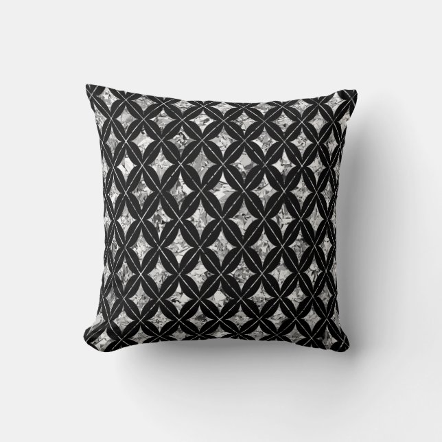 Coussin Diamants d'argent sur noir (Recto)