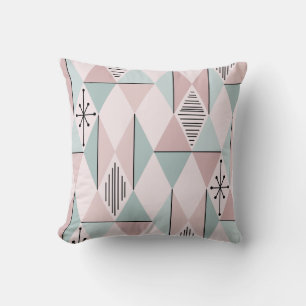 Coussin Diamants d'Art de l'Âge Atomique Pastel Rose Vert