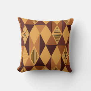 Coussin Diamants d'art de l'ère atomique Ochre Maroon