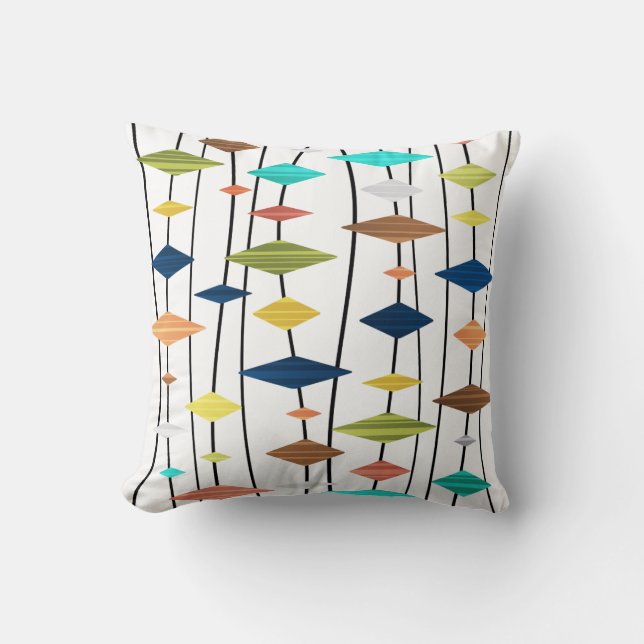 Coussin Diamants d'art rétro de l'âge atomique 1 (Recto)