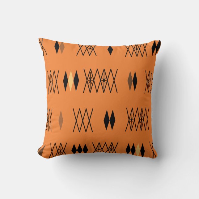 Coussin Diamants de l'ère atomique rétro Motif Orange (Recto)