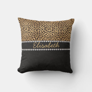 Coussin Diamants de strass Leopard Spot Personnalisés