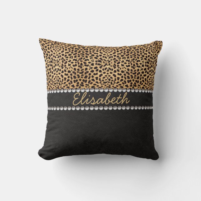 Coussin Diamants de strass Leopard Spot Personnalisés (Recto)