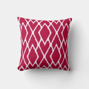 Coussin Diamants d'Ikat - Rouge rubis et blanc