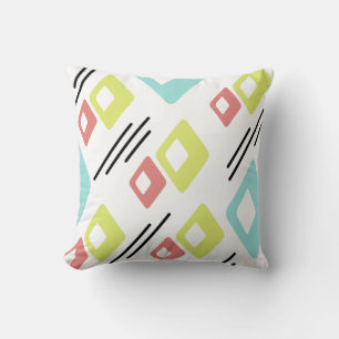 Coussin Diamants du Moyen-siècle Art coloré blanc
