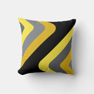 Coussin Diamants géants rétro jaune gris