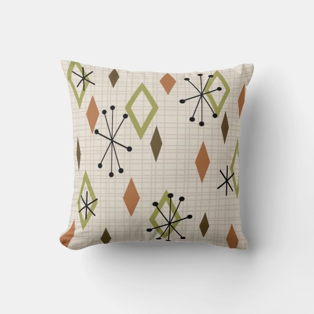 Coussin Diamants Mid Century Modern Nature Tons de Terre (Recto)