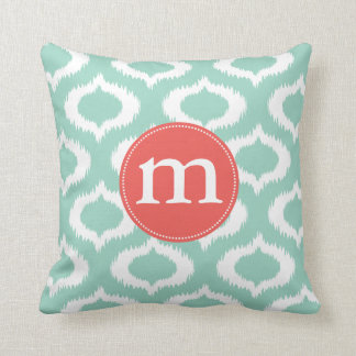 Coussin Diamants modernes d'Ikat de turquoise d'Aqua