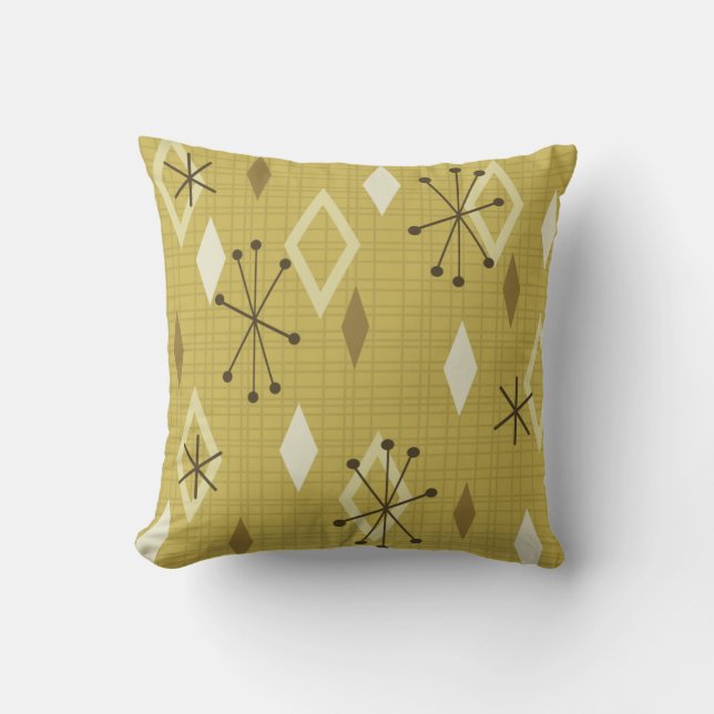 Coussin Diamants modernes du milieu du siècle Jaune (Recto)