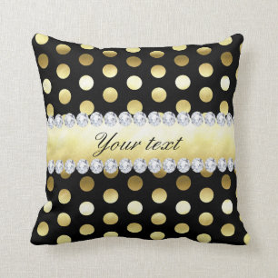 Coussin Diamants noirs de pois de feuille d'or