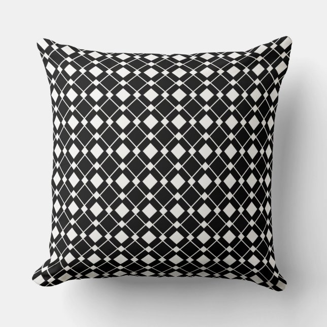 Coussin Diamants noirs et blancs - Lozenge Motif (Recto)