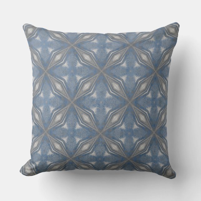 Coussin Diamants noirs, gris, bleus avec des vagues (Recto)
