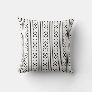 Coussin Diamants noirs modernes et rayures sur fond blanc