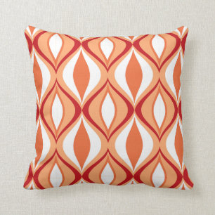 Coussin Diamants, orange et blanc modernes de la moitié d