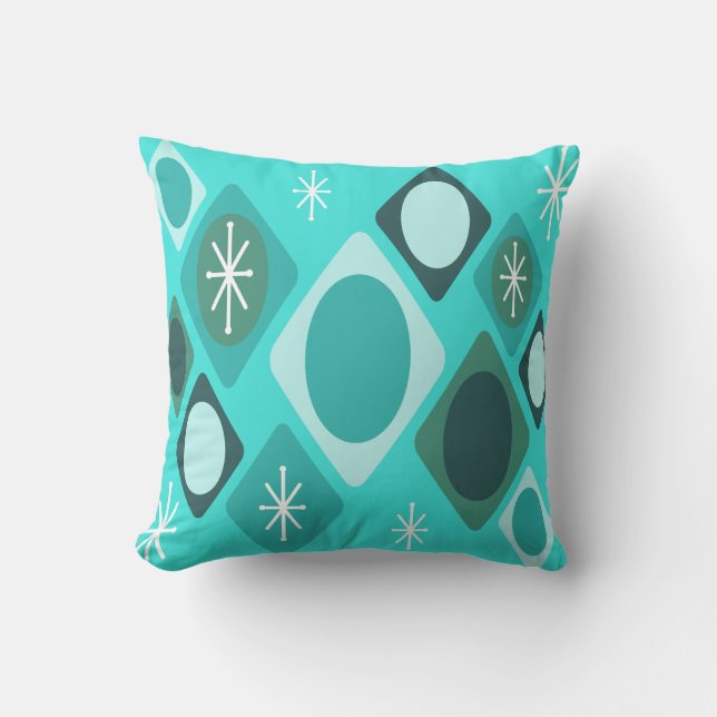 Coussin Diamants Ovales Starbursts Turquoise (Recto)