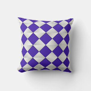 Coussin Diamants satinés du milieu du siècle - cobalt et b