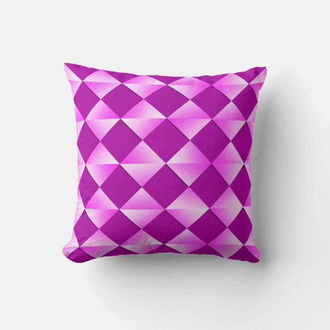 Coussin Diamants satinés du milieu du siècle - violet et v (Recto)